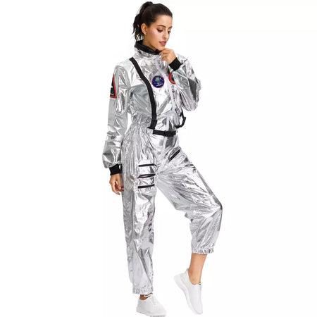 Halloween natal prata spaceman masculino feminino espaço terno adulto crianças astronauta traje festa de família vestir-se presente aniversário