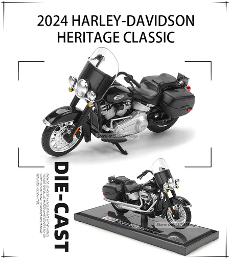 Maisto 1:18 Vários estilos 2024 Harley Davidson Heritage Classic Ultra Limited Alloy Modelo de motocicleta Coleção de carros de brinquedo