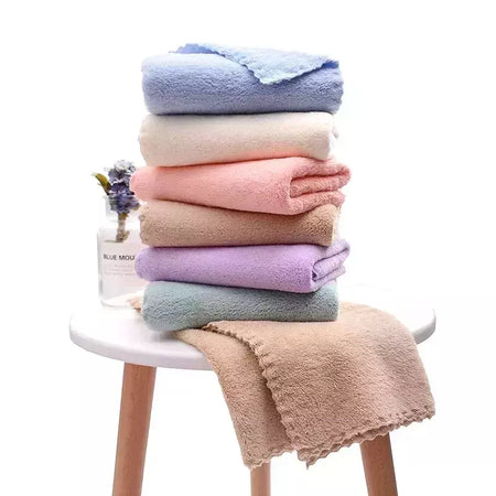 Toalha de rosto absorvente de microfibra grossa, alta densidade, velo coral, secagem rápida, macio, absorvente, limpo, rosto