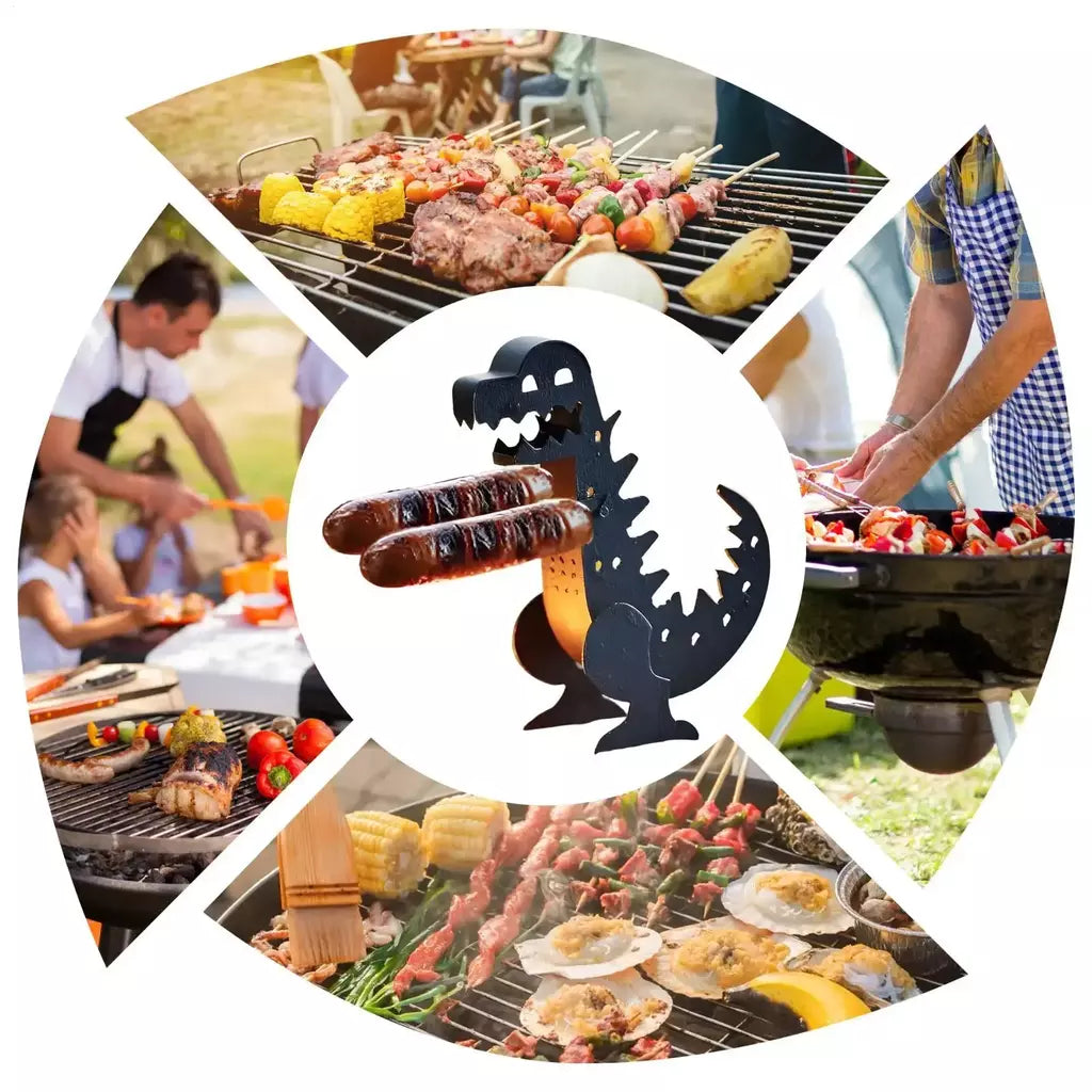 Engraçado dinossauro forma grill rolo de cachorro quente grelha de cachorro quente churrasqueira rack portátil acampamento ao ar livre grelhar panelas ferramentas