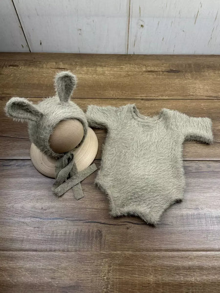 Adereços para fotografia de recém-nascidos, roupa de malha, boneca de coelho, óculos para cosplay de bebê, acessórios para sessão de fotos
