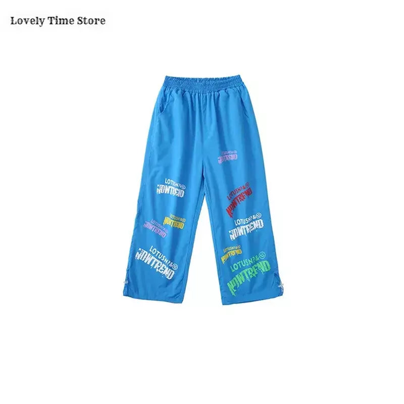 Meninas hip hop letras colheita topo graffiti joggers calças crianças k-pop roupas de dança de rua conjunto crianças menina grupo streetwear traje