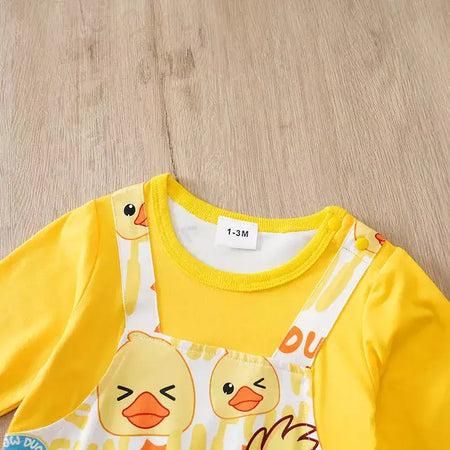 Bebê meninos meninas dos desenhos animados pato amarelo outono manga longa macacão infantil da criança recém-nascido 0-18 meses quente macio aconchegante