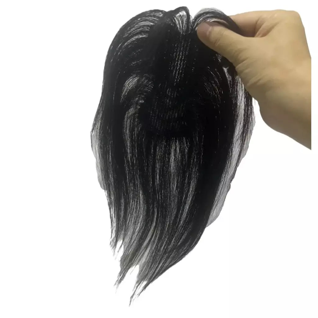 Nenhum clipes de cabelo humano franja francesa gancho e laço pasta mágica toppers para mulheres fácil de usar adesivos de costura remendos de cabelo extensão