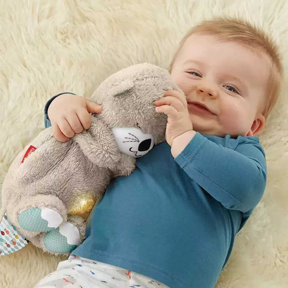 Baby Breath Bear Calmante Otter Plush Toy, Criança Calmante Música, Companheiro do sono, Som e Luz, Presentes de boneca