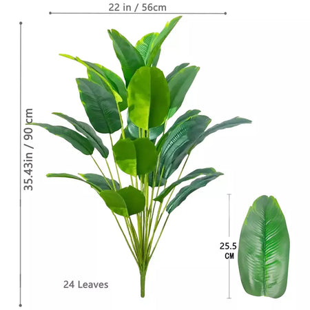 Palmeira tropical artificial 60-90-120cm(47,2 pol.) folhas de planta de banana falsa toque real planta de plástico strelitzia para jardim doméstico