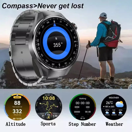 2025 novo relógio original g5 plus relógio inteligente 1.75 "hd tela amoled gps pista freqüência cardíaca bluetooth chamada bússola smartwatch para homem