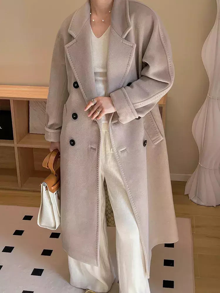 Casaco de Cashmere Camel Classic, casaco de lã de comprimento médio, novo, 101801, outono e inverno