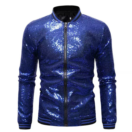Brilhante Sequins Sparkle Bomber Jacket Homens 2023 Mais Novo Ouro Glitter Listrado Zipper Mens Jaquetas E Casacos Festa Dance Show Roupas