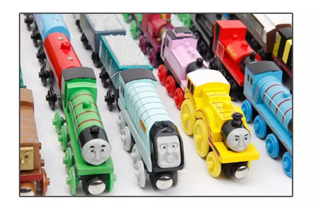10 pçs/set trens de madeira magnética brinquedos pista veículo ferroviário locomotiva de madeira modelo de transporte para thomaing trem brinquedo presente crianças