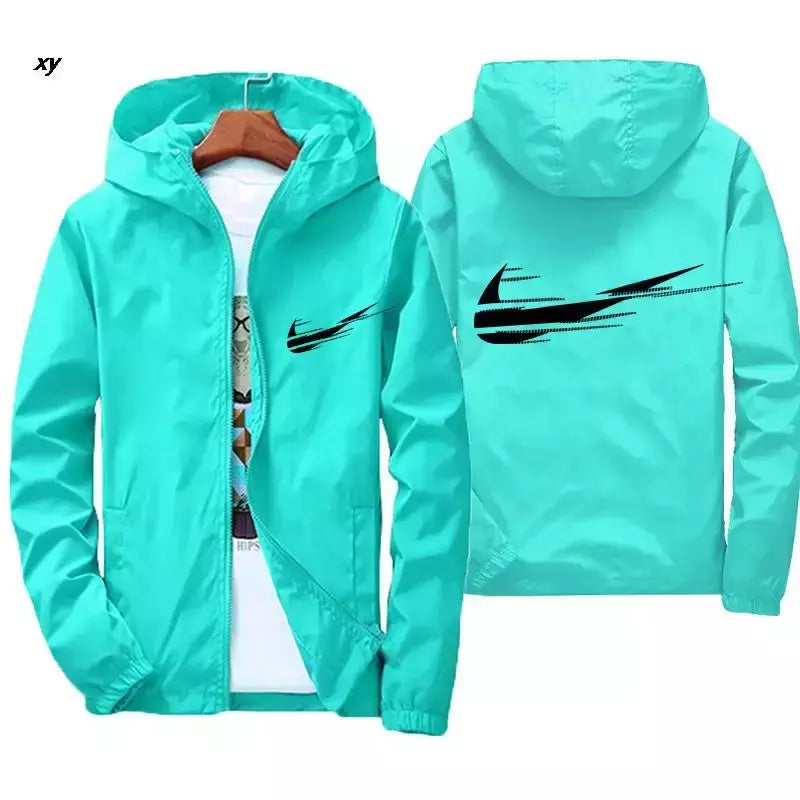 Jaqueta impermeável com capuz masculino, blusão, outwear masculino, streetwear casual, roupas da moda, primavera, outono, 2024