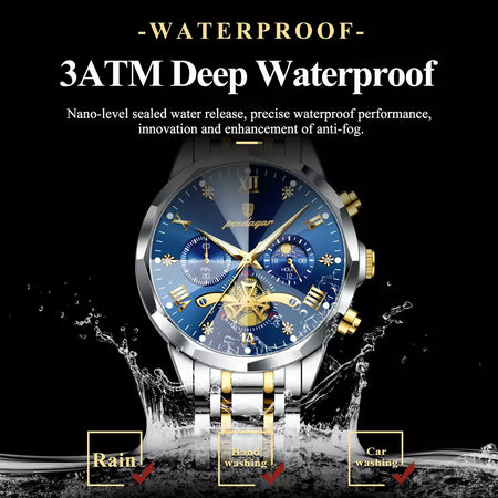 Poedagar luxo relógio masculino topo original à prova dwaterproof água luminosa cronógrafo homem relógio de pulso aço inoxidável quartzo relógios masculinos reloj