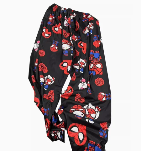 Olá kitty homem-aranha algodão solto senhoras calças de pijama calças de pijama feminino masculino dos desenhos animados sleep bottoms lounge wear menina sono