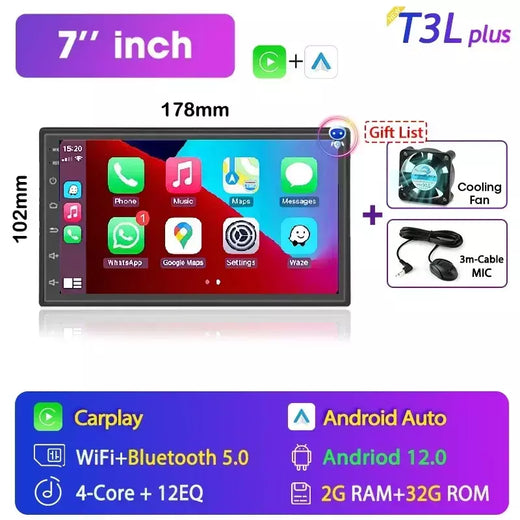 Srnubi 7 9 10 ''Android 12 2 Din Rádio de carro para Toyota VW Kia Nissan Honda Lada Ford Reprodutor multimídia Carplay Estéreo 4G GPS DVD