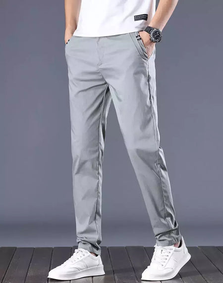 Calça reta masculina de alfaiataria social, calça masculina de algodão, para cima fina e casual, calça empresarial chinesa, clássica, para cima, verão