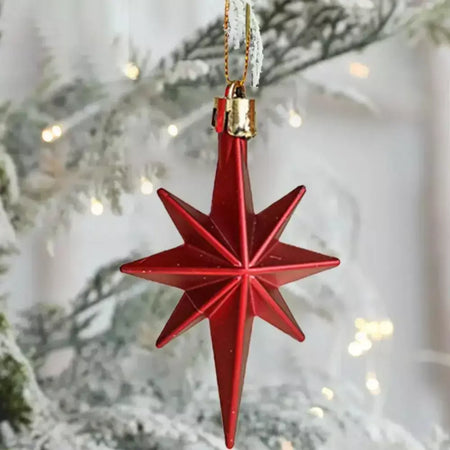 12pçs enfeites de suspensão de natal de plástico, pingente de árvore de natal em forma de estrela brilhante, suprimentos para festa diy, decorações de festival