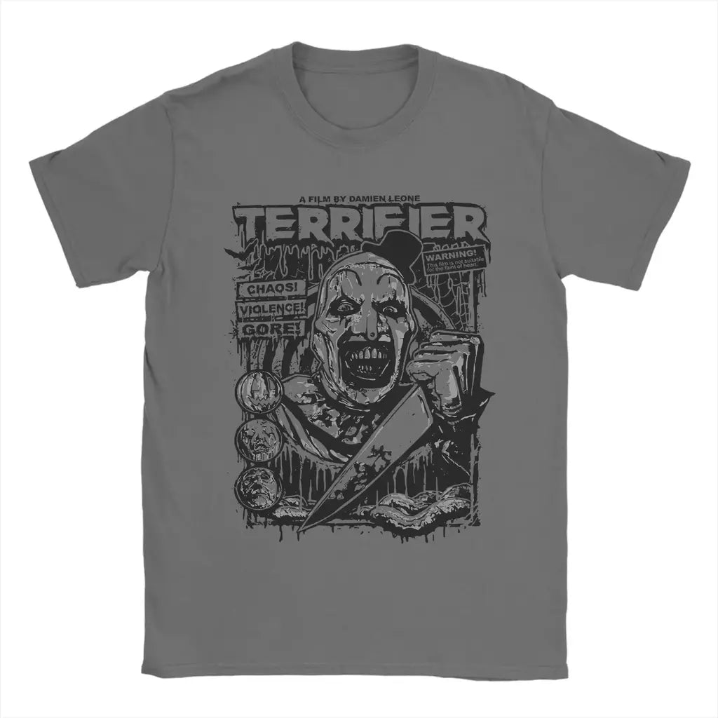 2025 engraçado terrível palhaço filme de terror camiseta para homens crewneck puro verão t camisas manga curta camiseta plus size roupas