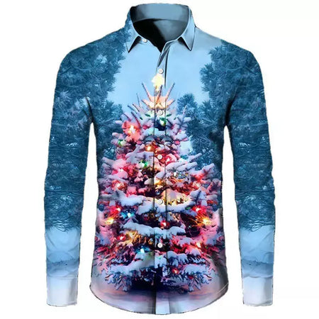 2024 novo estilo de natal papai noel camisa gráfica para homens casual vintage impressão 3d manga longa roupas feriados festa y2k topos