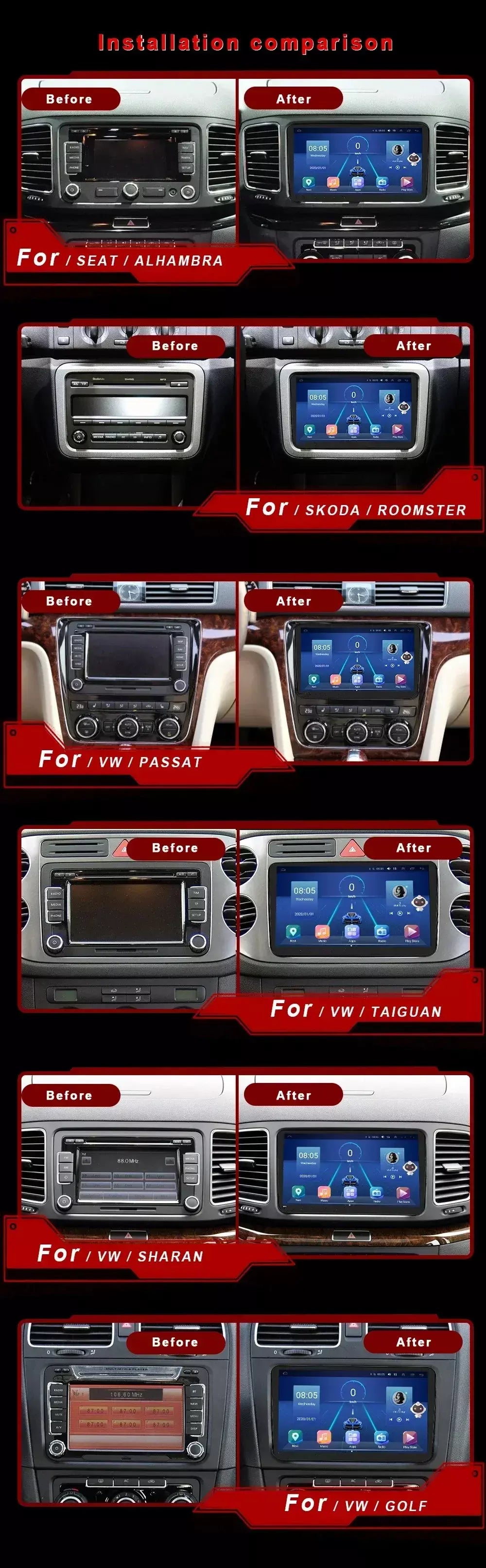 2din rádio do carro android para volkswagen golf 5 6 polo passat b6 b7 cc skoda jetta universal multimídia carplay wifi navegação gps