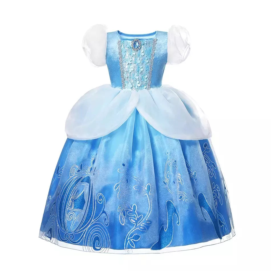 Crianças cosplay traje menina verão pageant lantejoulas fantasia crianças cinderela carnaval roupas princesa vestido de aniversário 3-10 ano
