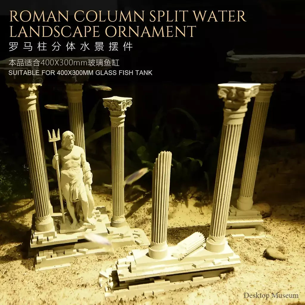 Paisagem de água para tanque de peixes, coluna romana, ornamento, aquário, paisagem (185mm de altura) LTCP-407