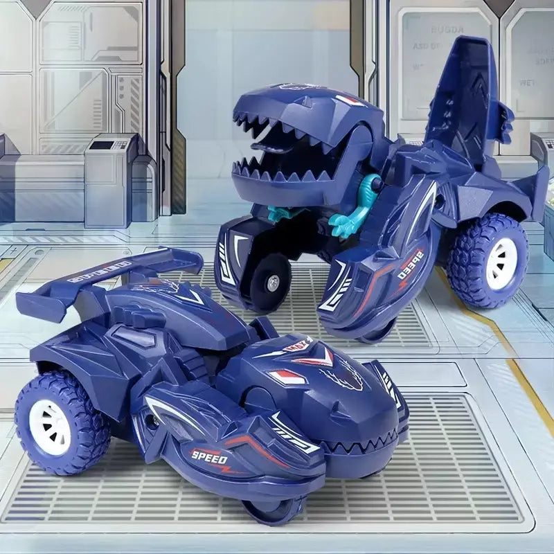 Modelo de carro de deformação de dinossauro 2 em 1, brinquedo para meninos, ação de um passo, transformação de colisão, mini veículos, presente de brinquedo para crianças