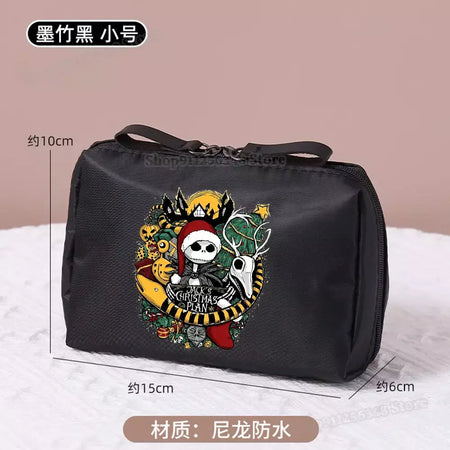 O pesadelo antes do natal saco de maquiagem figura dos desenhos animados jack skellington bolsa sacos cosméticos disney compõem casos organizadores