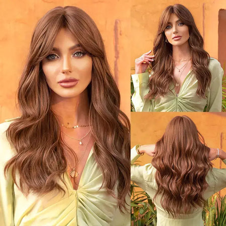 Marrom loira ombre perucas de cabelo natural para mulheres longo ondulado com raízes escuras peruca sintética para mulheres resistente ao calor perucas coaplay