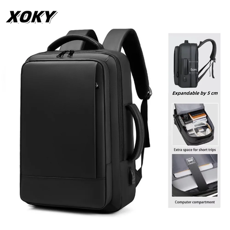 Xoky saco de negócios mochila viagem à prova dwaterproof água clássico mochila carregamento usb moda masculina atacado logotipo personalizado 2051