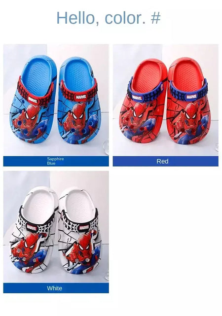 Disney chinelos infantis verão meninos spiderman chinelo antiderrapante buraco crianças sapatos de praia fundo macio criança casa chinelo