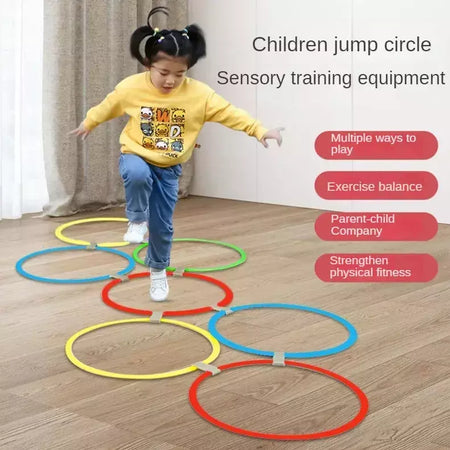 Brinquedos esportivos engraçados para treinamento físico infantil, treliça jump ring set, jogo ao ar livre, 10 aros, 10 conectores para brincar no parque, meninos e meninas, novo