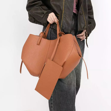 Bolsa de ombro elegante de grande capacidade para mulheres, Bolsa de lazer de couro PU