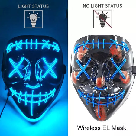 Neon sem fio led máscara de purga brilho no escuro cosplay máscara de terror halloween masquerade festa máscaras brilhantes engraçado vestir-se