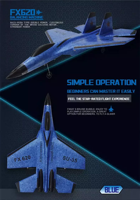Avião de combate de controle remoto para crianças, RC Foam Aircraft, SU-35 Plane, 2.4G Radio Control Glider, brinquedos para meninos