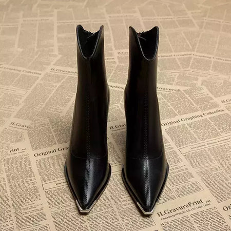 2024 inverno salto alto sexy mulheres sapatos de luxo chunky tornozelo chelsea botas moda novo dedo do pé apontado zíper goth bombas sapatos marca