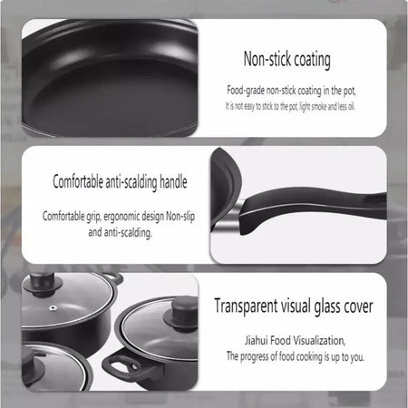 12pçs conjunto de panelas antiaderentes, pires, forno holandês, frigideira, conjuntos de cozinha, panela de indução e panela empilhável