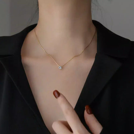 Moda de luxo aço inoxidável cor ouro 6 garra coração zircão pingente colar para mulher requintado não desbota colar jóias