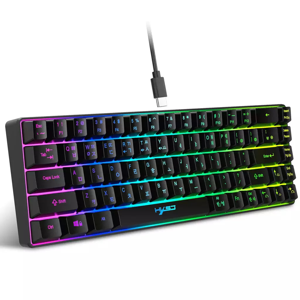 USB Wired Gaming Keyboard, 20 RGB Backlight, 68 Chaves, Portátil, Windows Laptops, Computador