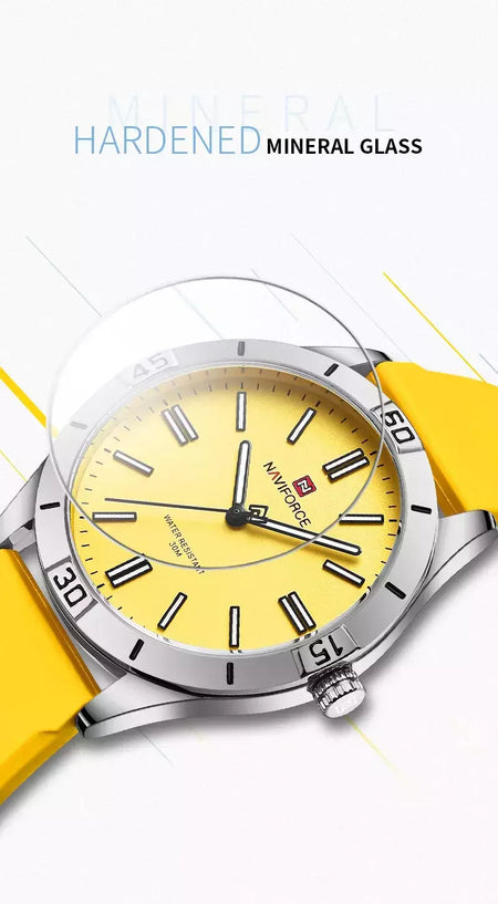 Naviforce relógio de pulso feminino simples, pulseira de silicone impermeável, novo design, moda, para senhoras, 2024