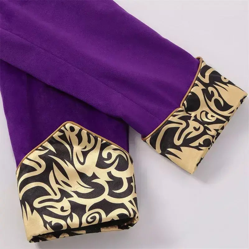 Outono novo roxo masculino luxo jacquard smoking, retalhos impresso casacos, tamanho europeu preto masculino mardi gras vestido longo jaqueta.
