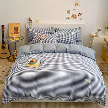 Preto branco pequenos verifica impresso conjunto de cama floral capa edredão fronha conjunto cama folha colcha único rainha rei tamanho