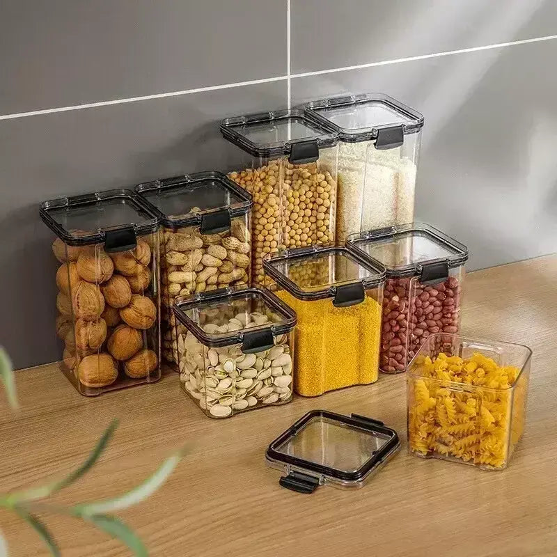 Conjuntos de cozinha empilháveis selados, 460-1800ml, caixa de plástico para armazenamento de alimentos, garrafa multigrãos, frutas secas, chá, recipientes de armazenamento