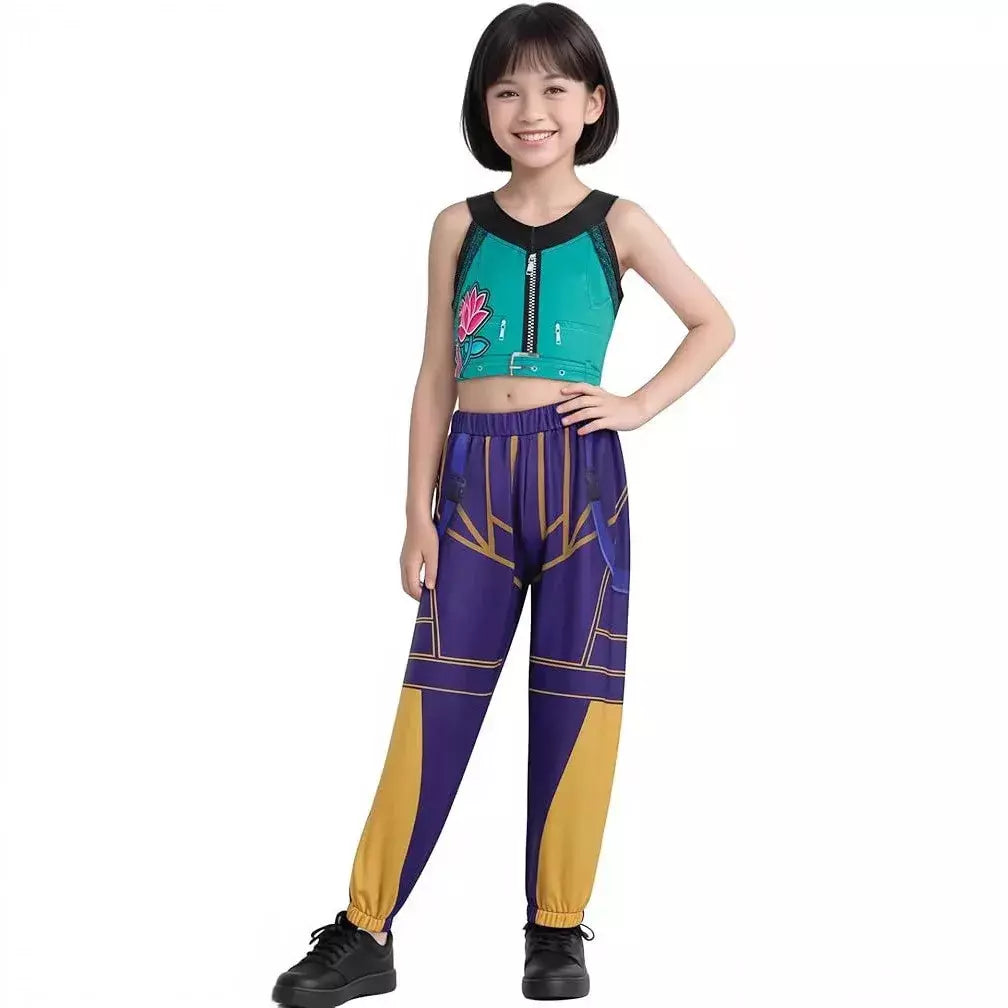 Halloween crianças zoey mira rumi cosplay traje carnaval, k-pop caçadores menina grupo ídolo role play vestir-se terno