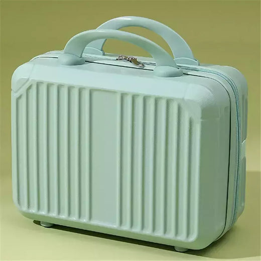 Mini caixa de maquiagem vintage, bolsa portátil de higiene pessoal, estojo pequeno para presentes cosméticos, caixa de senha compacta, 14";;VERDADEIRO;;"Estojo cosmético multifuncional de 14 polegadas,Branco com azul