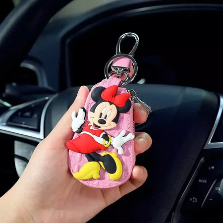 Caso chave do carro dos desenhos animados mickey minnie pato donald decoração anime figura auto chave proteção caso interior ornamento acessórios