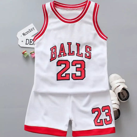Conjunto de roupas infantis de verão, roupas esportivas de basquete, tops sem mangas + shorts, 2 peças/terno, meninos e meninas