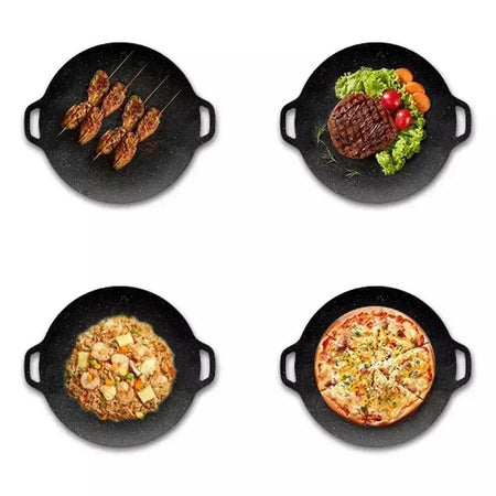 2025 churrasqueira pan antiaderente sem fumaça redonda ferro fundido portátil ao ar livre cozinhar chapa para acampamento piquenique churrasco fritar