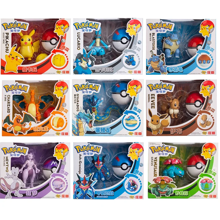 Sobre pokemon anime figura charizard pikachu gyados bolso monstro figura pokeball ação deformação brinquedo modelo crianças presente
