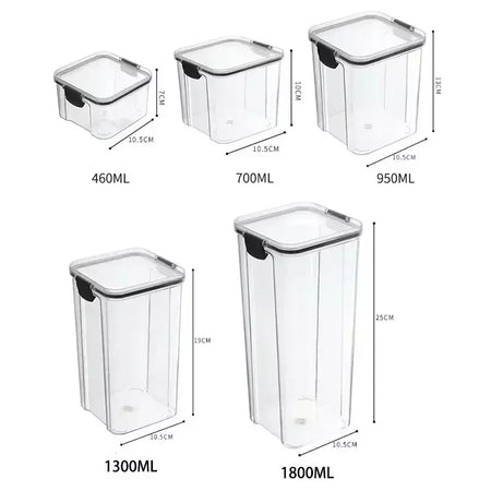 Conjuntos de cozinha empilháveis selados, 460-1800ml, caixa de plástico para armazenamento de alimentos, garrafa multigrãos, frutas secas, chá, recipientes de armazenamento