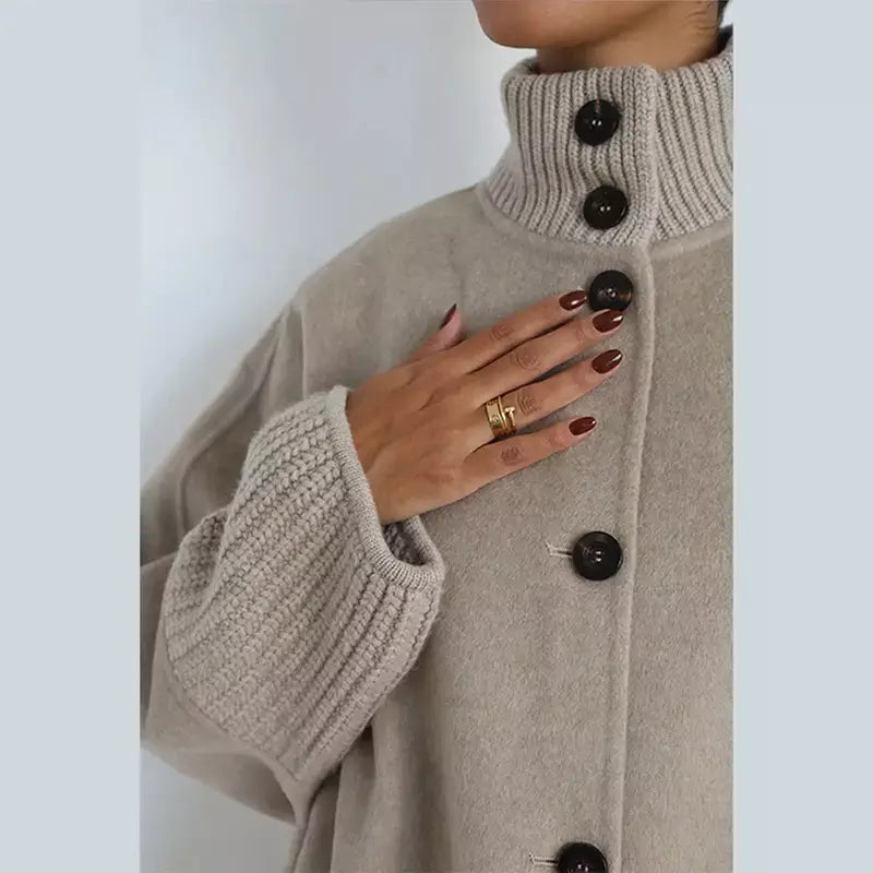 Gola de pele emendada longa pele de lã casaco feminino moda casual manga comprida lapela solta quente curto jaqueta senhora diariamente streetwear